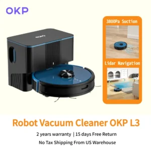 OKP L3 Robot Vacuum cleaner with Self-Empty Base, 3800Pa suction with Lidar Navigation, 5L Dust-Bag Cleaning for up to 10 Weeks